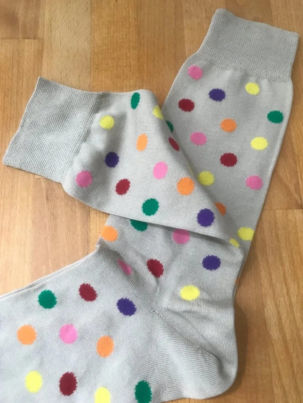 Maus & Hoffman Polka Dot Italian Dress Socks in Tan
